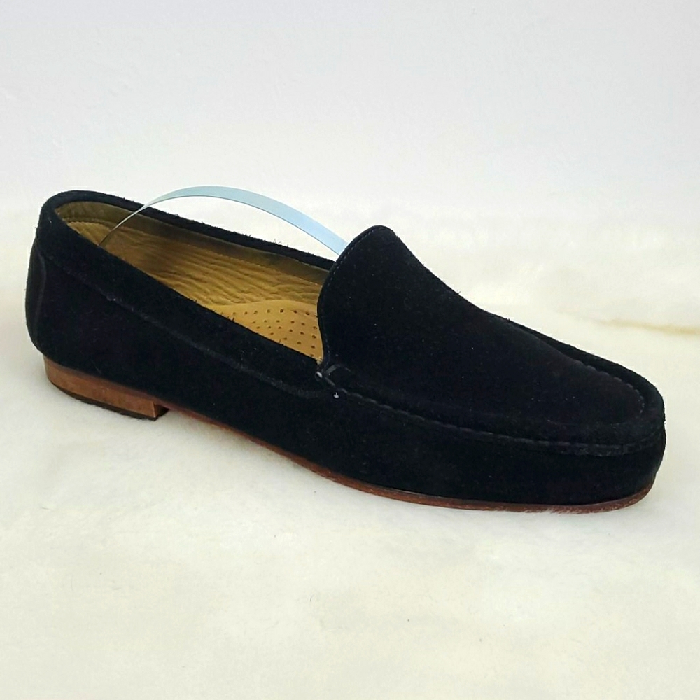 Positano suede shoes made in Italy loafers black slip on women size 40